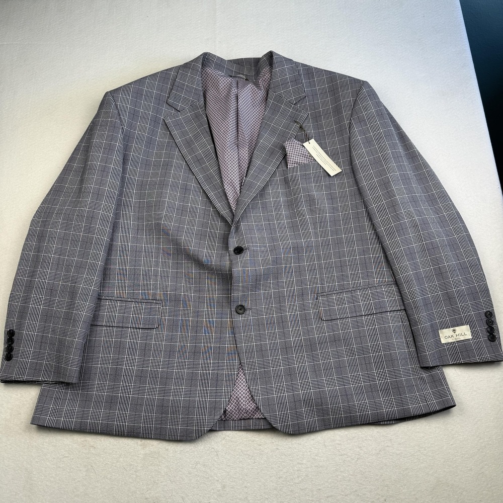 Oak Hill Sport Coat Mens 3XL 54/56 Blue Plaid Stretch Two Button Notch Lapel